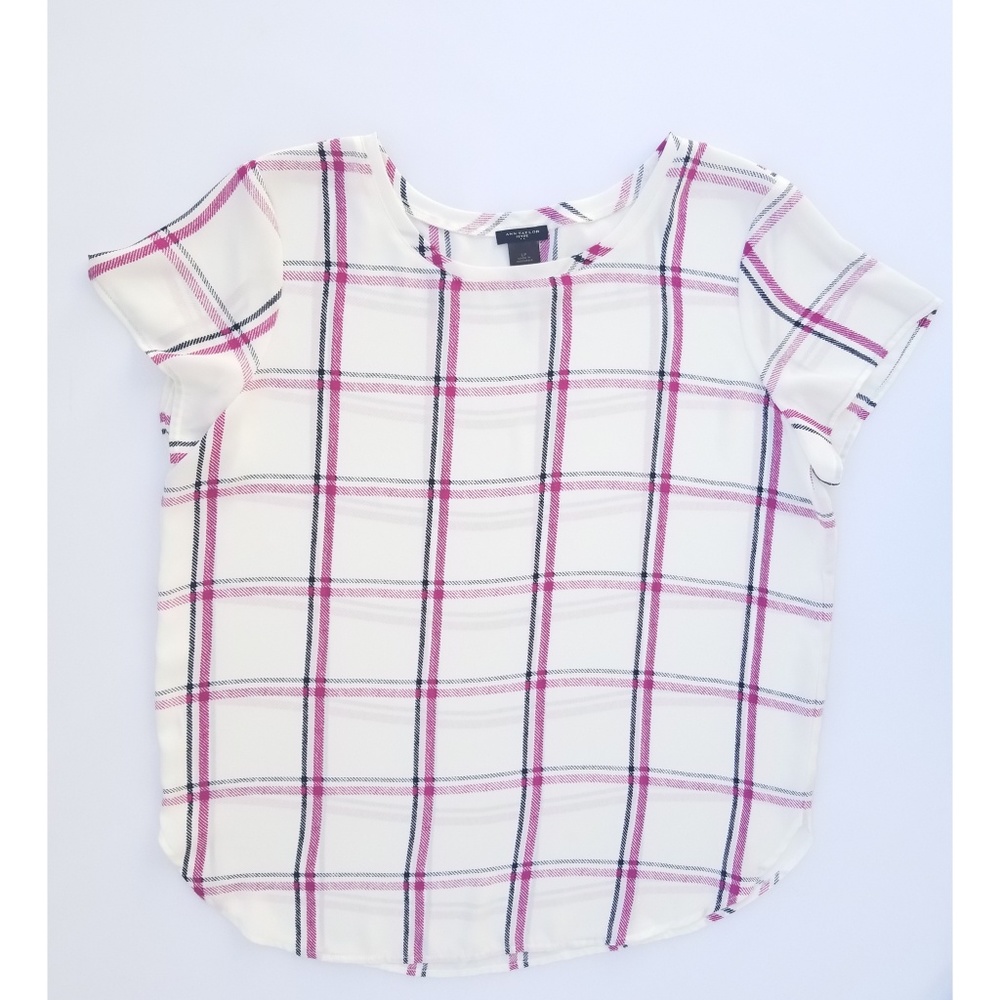 🌵Ann Taylor Plaid Blouse Size Petite Large